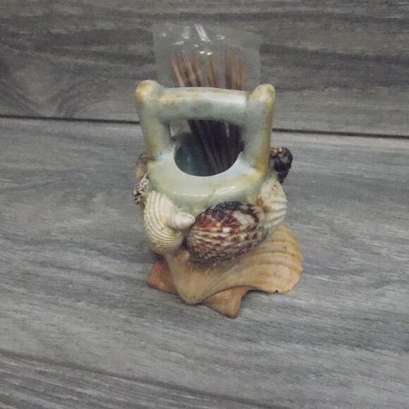 Nautical Coastal Kitchen Decor Seashell Toothpick Holder Basket Wishing Well - Picture 16 of 16